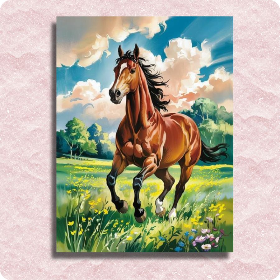 Adorable Trotting Horse Canvas - Paint by numbers