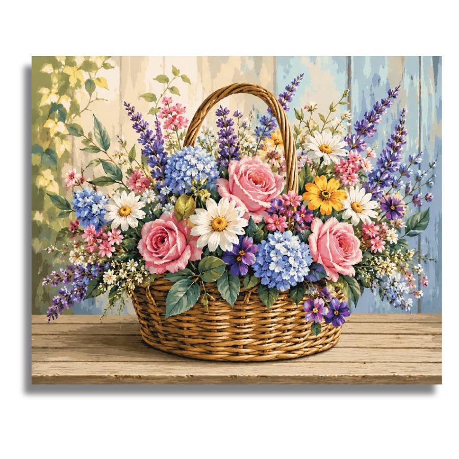 Basket Full of Flowers - Paint by numbers
