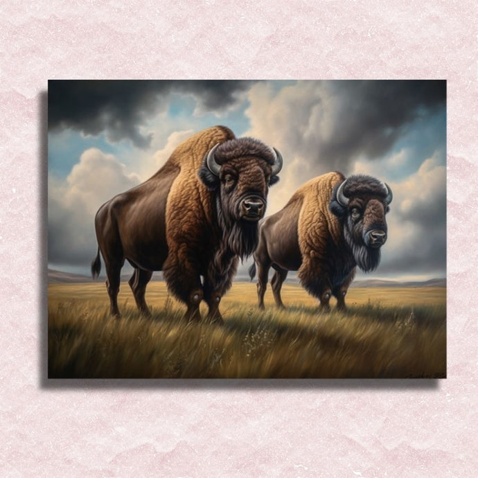 Bison Pair Canvas - Paint by numbers