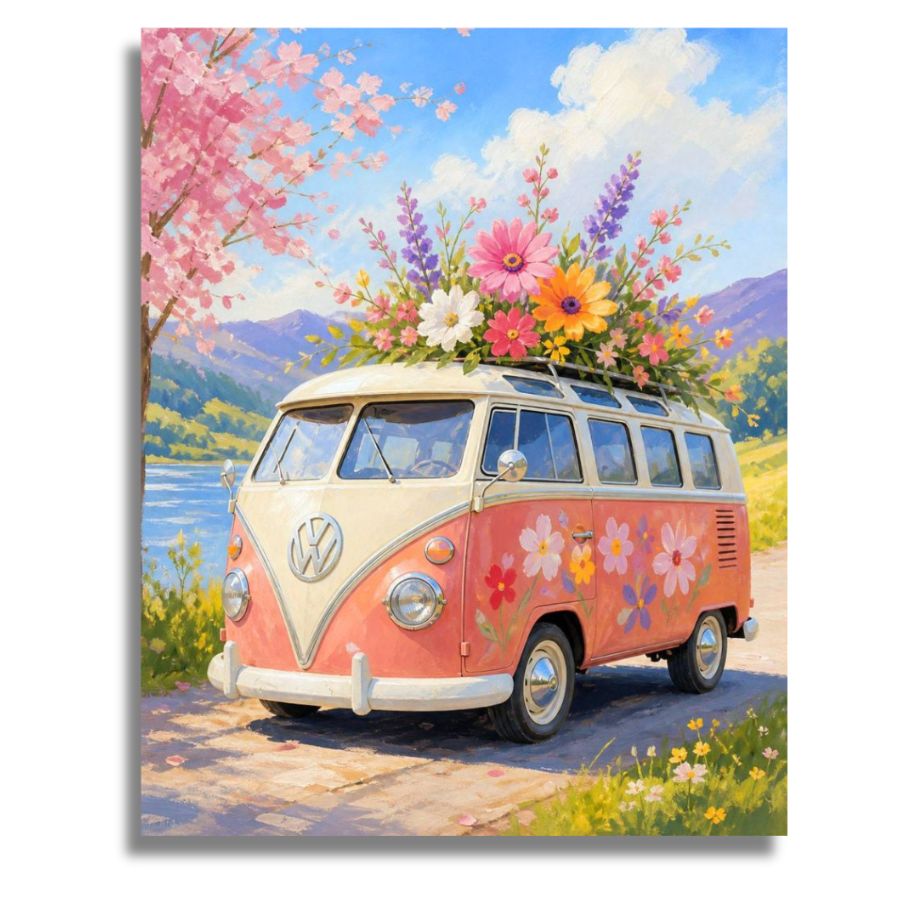 Blossoming Bus - Paint by numbers