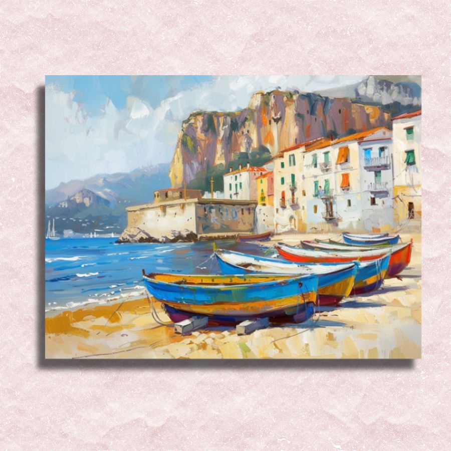 Boats at Bay Canvas - Paint by numbers
