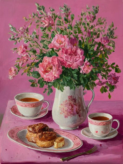 Breakfast Harmony in Pink - Paint by numbers