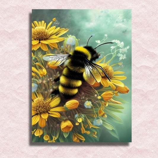 Bumblebee Amongst Yellow Blossoms Canvas - Paint by numbers