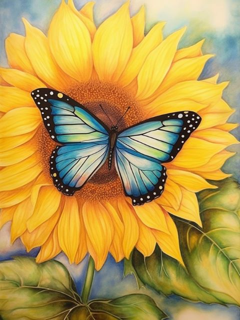 Butterfly on Sunflower - Paint by numbers