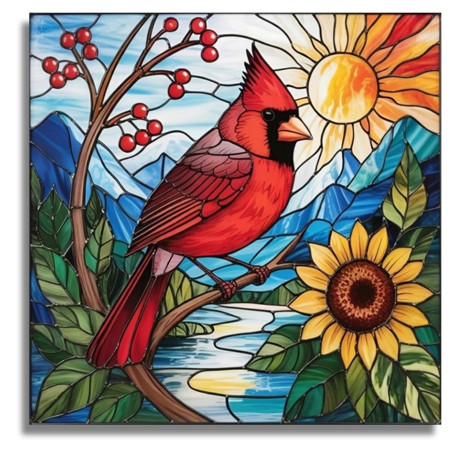 Cardinal Stained Glass - Paint by numbers