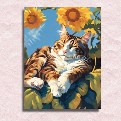 Cat and Sunflowers Canvas - Paint by numbers