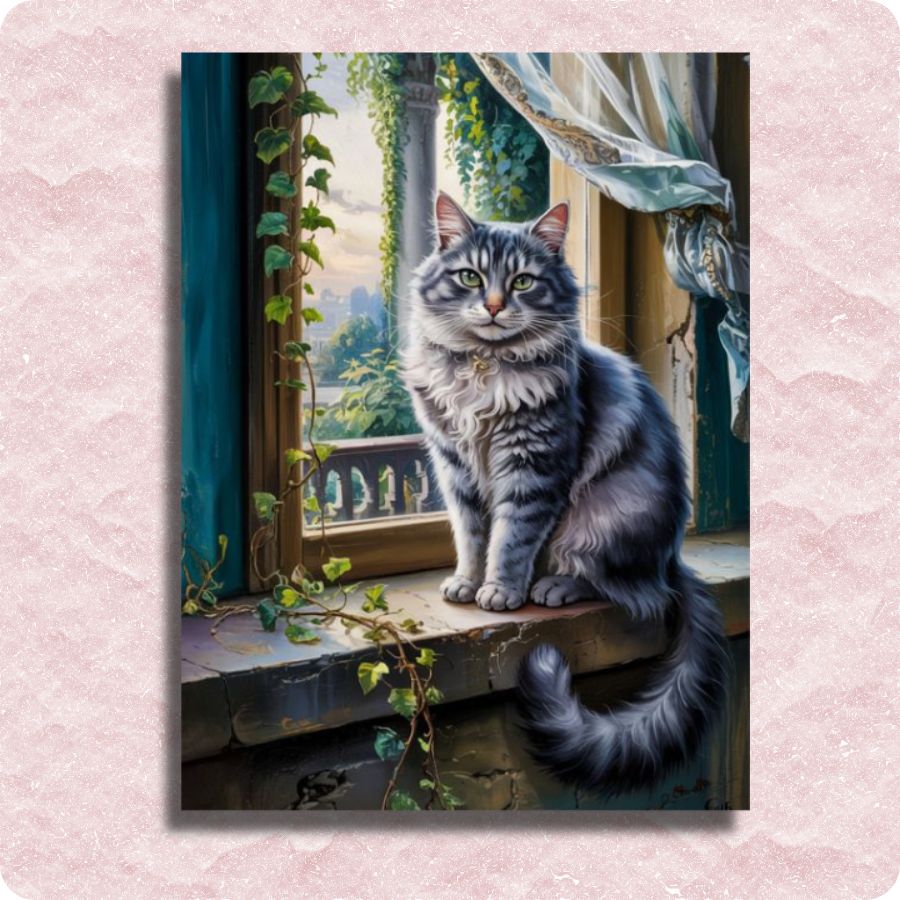 Cat on Windowsill Canvas - Paint by numbers
