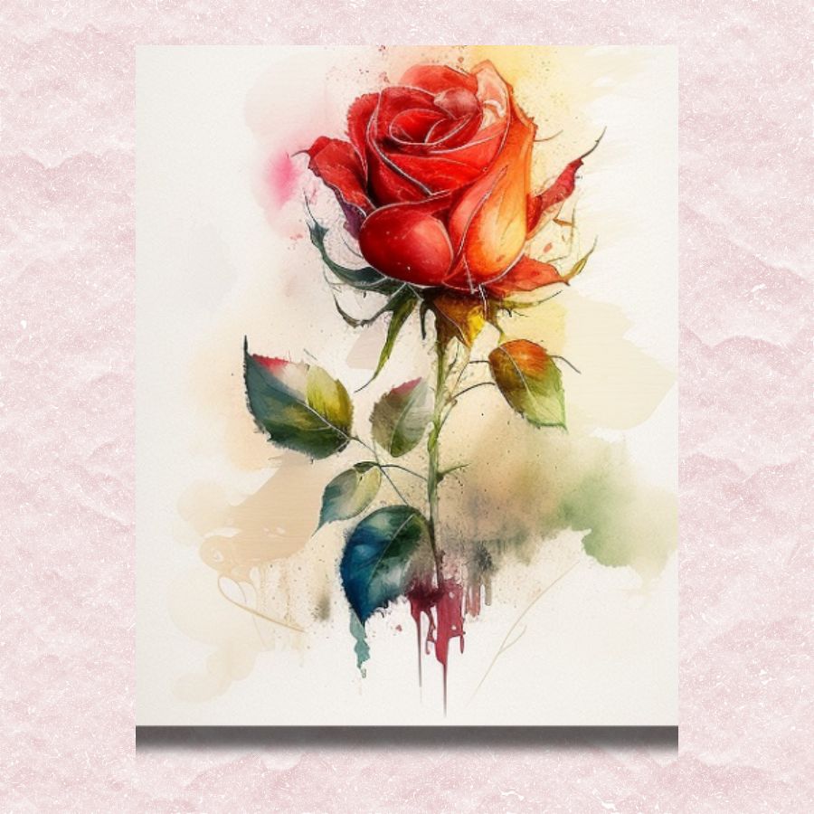 Charming Red Rose Canvas - Paint by numbers