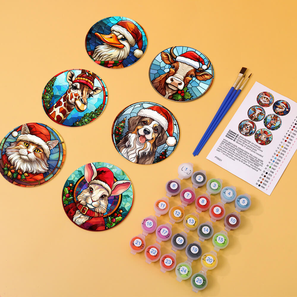 Christmas Fun Coasters 6 Pack Paint by Numbers Package