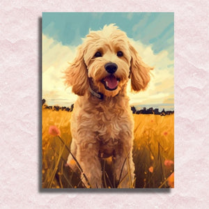Cockapoo on the Field Canvas - Paint by numbers