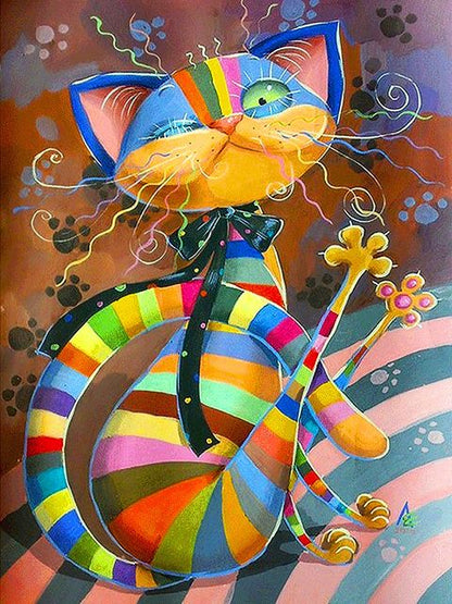 Color Striped Cat - Paint by numbers