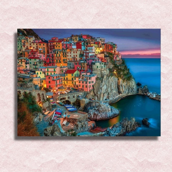 Colorful Town on Cliff Canvas - Paint by numbers