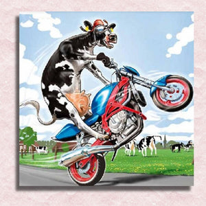 Cow Biker Canvas - Paint by numbers