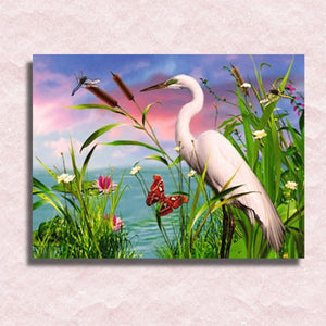 Crane in Pond Canvas - Paint by numbers