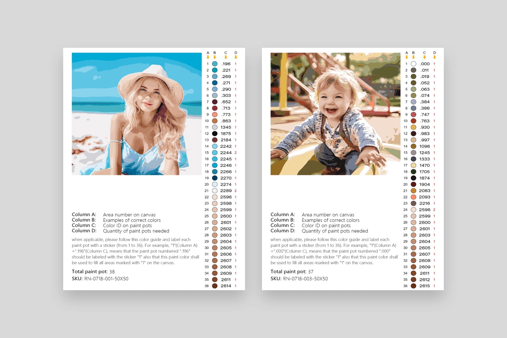 Custom paint by numbers layout