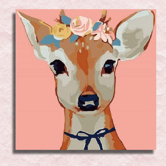 Deer with Flowers Canvas - Paint by numbers