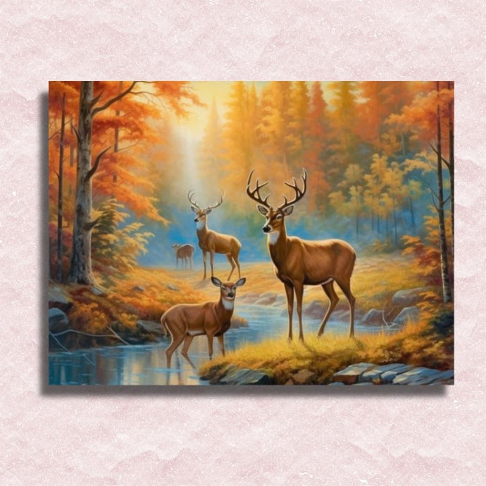 Deers in Autumn Forest Canvas - Paint by numbers