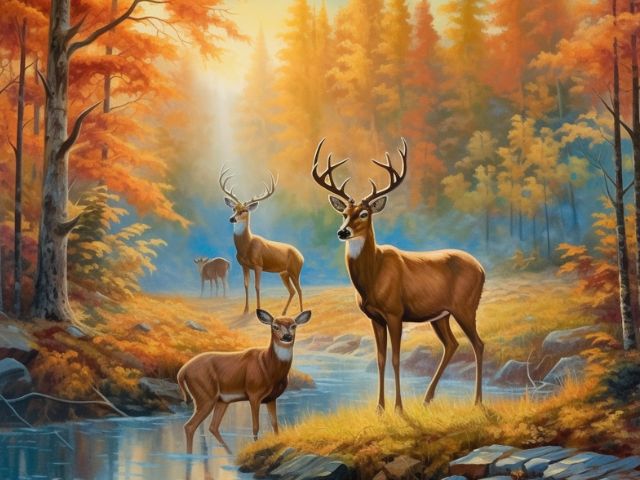 Deers in Autumn Forest - Paint by numbers