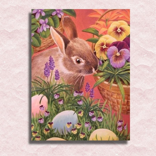 Easter Bunny with Flowers Canvas - Paint by numbers
