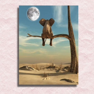 Elephant Watching Moon Canvas - Paint by numbers