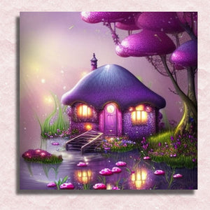Fairy Hut in Mushroom Land Canvas - Paint by numbers