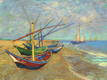 Van Gogh - Fishing Boats on the Beach - Paint by numbers