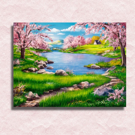 Floral Lake Fantasy Canvas - Paint by numbers