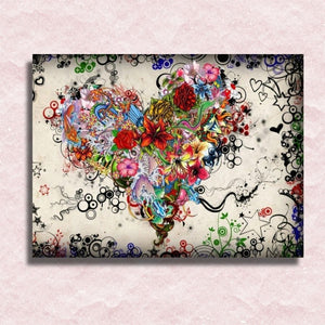 Flower Heart Canvas - Paint by numbers