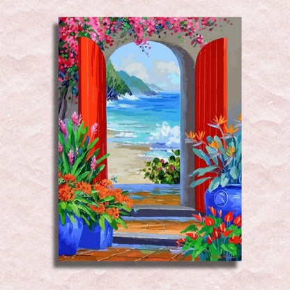 Flowery Door to the Sea Canvas - Paint by numbers