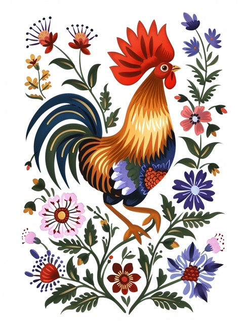 Folk Rooster - Paint by numbers