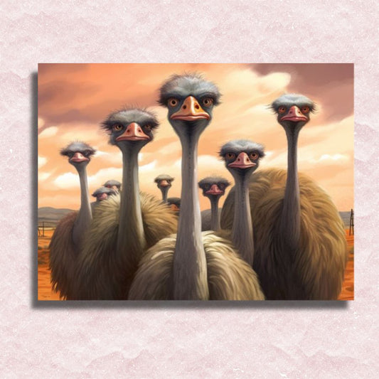 Funky Ostriches Canvas - Paint by numbers