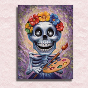 Grinning Cheerful Skull Canvas - Paint by numbers