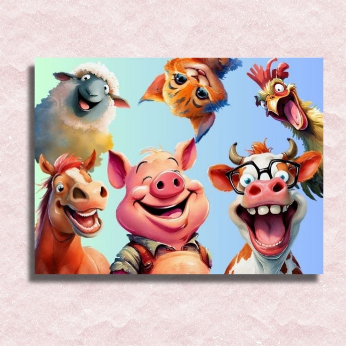 Happy Farm Animals Canvas - Paint by numbers