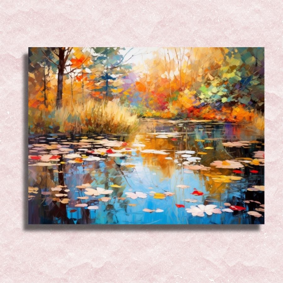 Impressionist Colorful Pond in Fall Canvas - Paint by numbers