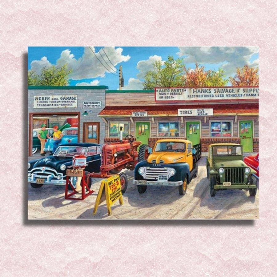 In front of Garage in 1968 Canvas - Paint by numbers
