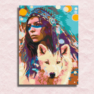 Indian Wolf Girl Canvas - Paint by numbers