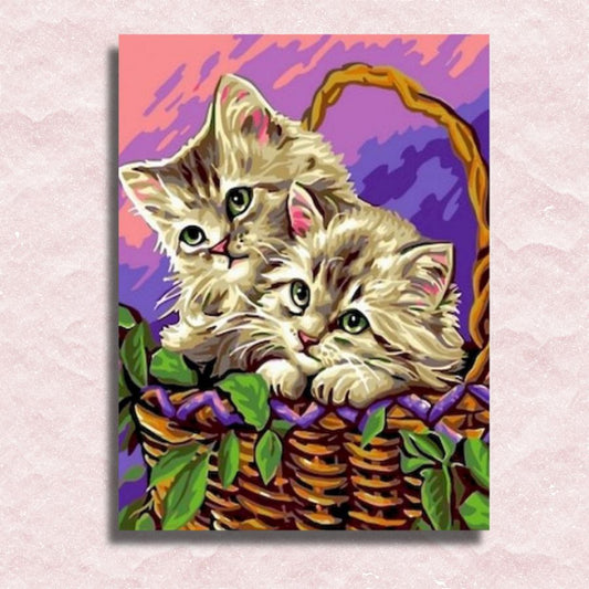 Kitties in Basket Canvas - Paint by numbers