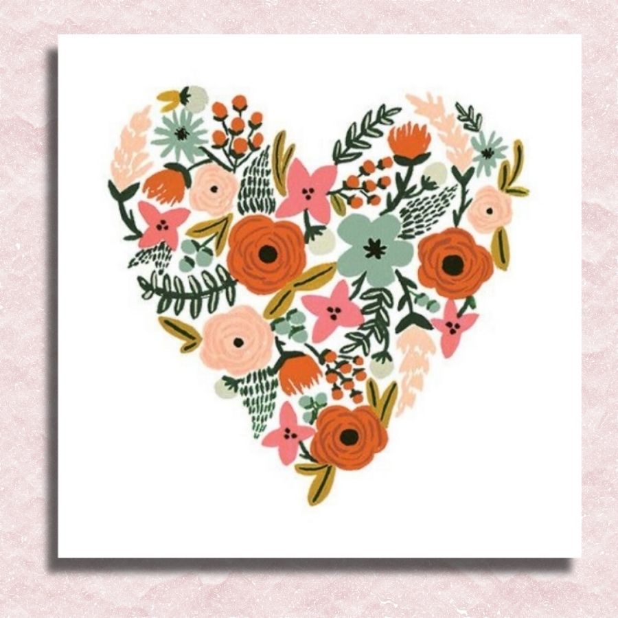 Mini Flower Heart Canvas - Paint by numbers