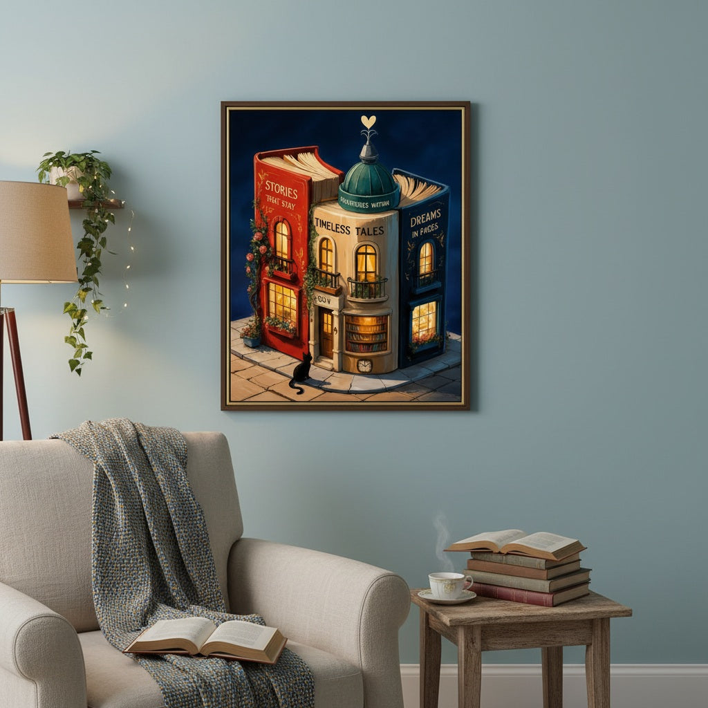 Night Book Houses - Paint by numbers Kit