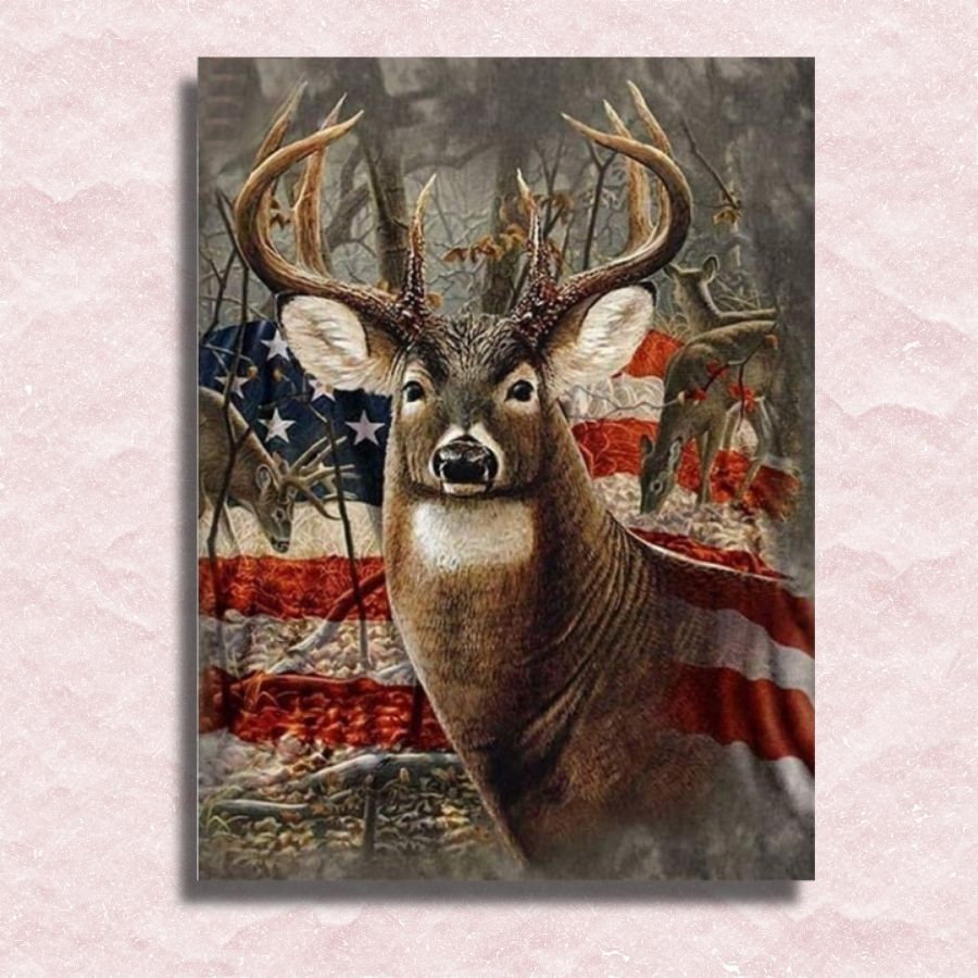 Patriotic Deer Canvas - Paint by numbers