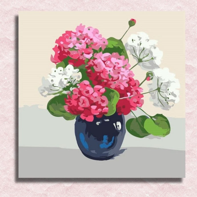 Pink and White Hydrangeas Canvas - Paint by numbers