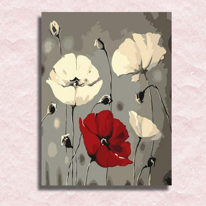 Poppies White and Red Canvas - Paint by numbers