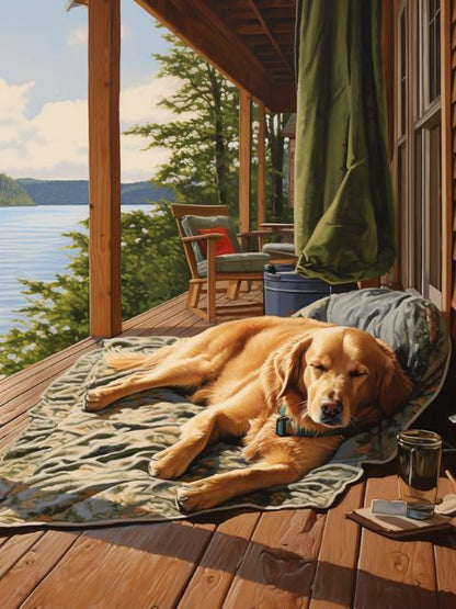 Porchside Pup at Rest - Paint by numbers