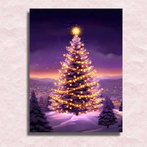 Purple Forest Christmas Tree Canvas - Paint by numbers