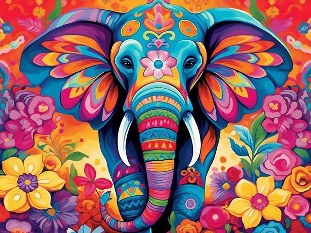 Colorful Elephant - Paint by numbers