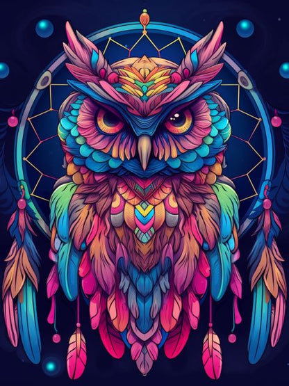 Colorful Owl Dreamcatcher - Paint by numbers