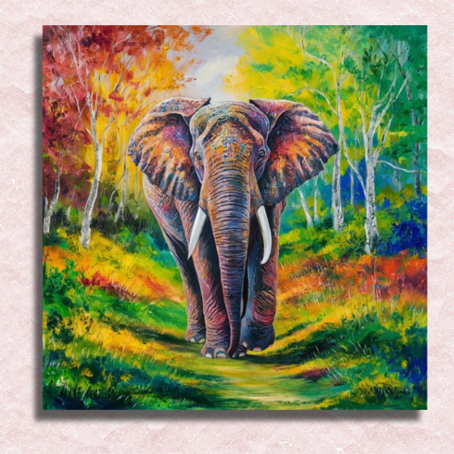 Rainbow Elephant Canvas - Paint by numbers
