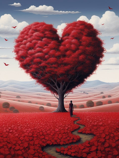red heart shaped tree