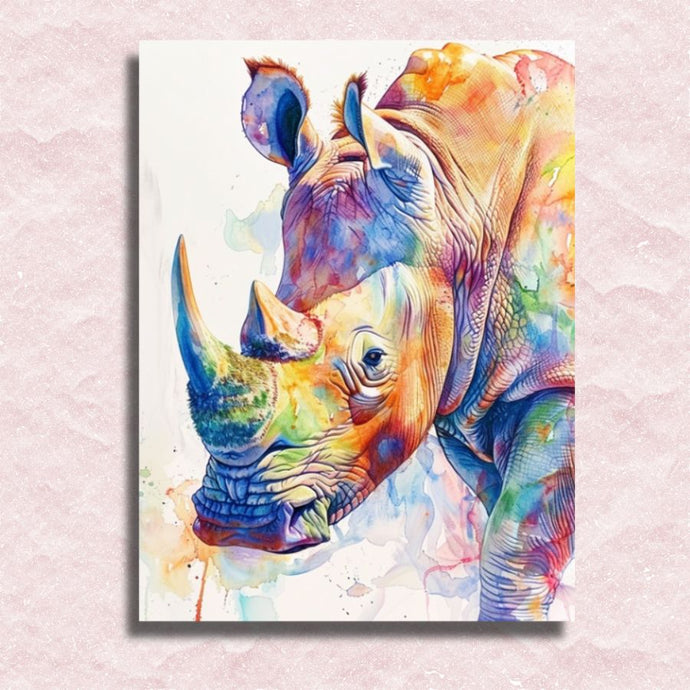 Rhino Color Splash Canvas - Paint by numbers