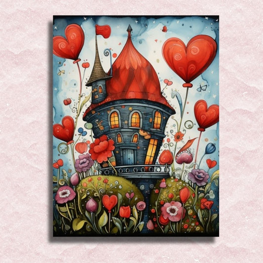 Romantic Hearts House Canvas - Paint by numbers
